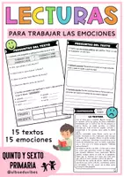 Vista previa - Hojas de trabajo - Emociones - Comprensión lectora - Portada