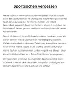 Vorschau - Text - Sportsachen vergessen - Deckblatt