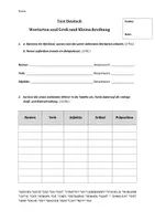 Vorschau - Arbeitsblätter - Test zu den Wortarten und zur Groß- und Kleinschreibung - Deckblatt