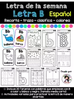 Vista previa - Hojas de trabajo - Letra de la Semana. Letra B - Portada