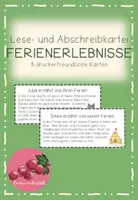 Vorschau - Stationenlernen - Lese-/Abschreibkartei FERIENERLEBNISSE - Deckblatt
