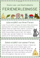 Vorschau - Stationenlernen - Lese-/Abschreibkartei FERIENERLEBNISSE - Seite 1