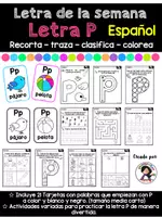 Vista previa - Hojas de trabajo - Letra de la Semana: Letra P - Portada