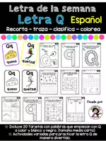Vista previa - Hojas de trabajo - Letra de la Semana. Letra Q - Portada