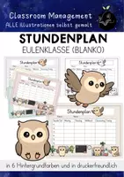 Vorschau - Poster - Stundenplan Eulenklasse Klassenraum (Blanko Vorlage) - Deckblatt