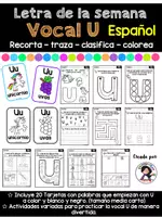 Vista previa - Hojas de trabajo - Letra de la Semana: Vocal U - Portada