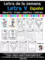 Vista previa - Hojas de trabajo - Letra de la Semana. Letra V - Portada