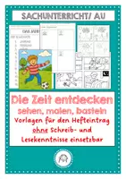 Vorschau - Stundenentwürfe - Sachunterricht Klasse 1: Die Zeit entdecken – sehen, malen, basteln ohne Schreib- und Lesekenntnisse einsetzbar - Deckblatt