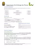 Vorschau - Arbeitsblätter - Experiment "Pharaoschlange" (inkl. Lösungen) - Deckblatt