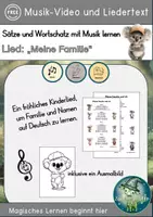 Vorschau - Mal- und Bastelvorlagen - Meine Familie: Musikvideo, Text & Ausmalbild (DaZ/DaF) - Deckblatt