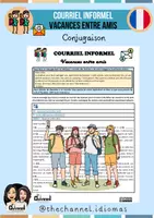 Aperçu - Feuilles d'exercices - COURRIEL INFORMEL – VACANCES ENTRE AMIS (Conjugaison) - Page de couverture