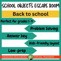 Vista previa - Juegos / Gamificación - School objects Back to school Escape Room | ELA ESL | Grade 1-4 | printable - página 1