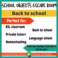 Vista previa - Juegos / Gamificación - School objects Back to school Escape Room | ELA ESL | Grade 1-4 | printable - página 3