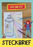 Vorschau - Mal- und Bastelvorlagen - Graffiti-Steckbrief zum Schulstart – Kreative Kennenlern-Idee - Deckblatt