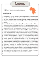 Vista previa - Hojas de trabajo - Comprensión lectora – continente + soluciones - página 1
