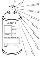Vorschau - Mal- und Bastelvorlagen - All about me – Graffiti-Steckbrief zum Schulstart im Englischunterricht - Seite 1