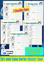 Aperçu - Apprentissages en autonomie - Kid’s Daily School Routine Checklist Chart – Space Theme - Page de couverture