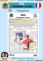 Vista previa - Hojas de trabajo - ESSAI – L’ENSEIGNEMENT À DISTANCE (Conjugaison) - Portada