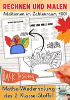 Vorschau - Spiele - Additionen im Zahlenraum 100: MAL NACH DER ZAHL - Mathe-Wiederholung der 2.Klasse (backtoschool) RECHNEN UND MALEN - Deckblatt
