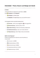 Vorschau - Arbeitsblätter - Arbeitsblatt Steuern und Abzüge vom Gehalt - Seite 1