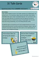 Vorschau - Spiele - Talk-Cards (topic: summer holidays) - Seite 1