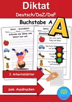 Vorschau - Test - GRATIS - Diktat Thema Buchstabe A - DaZ/DaF, Deutsch (Klasse 1 bis 4) - Deckblatt