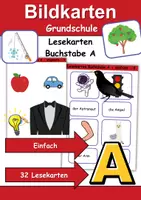 Vorschau - Spiele - Lesekarten/Bildkarten Buchstabe A einfach - DaZ/DaF, Deutsch (Grundschule) - Deckblatt