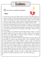 Vista previa - Hojas de trabajo - Comprensión lectora – celos + soluciones - página 1