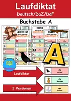 Vorschau - Unterrichtsreihen - Laufdiktat / Schleichdiktat Buchstabe A - DaZ/DaF, Deutsch (Diktat) - Deckblatt