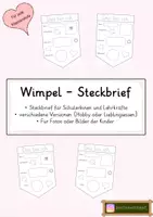 Vorschau - Mal- und Bastelvorlagen - Wimpel Steckbriefe - Deckblatt