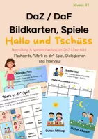 Vorschau - Spiele - DaZ DaF Bildkarten, Spiele, Übungen Begrüßung - Deckblatt