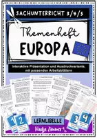 Vorschau - Arbeitsblätter - Themenheft Europa - Lernwerkstatt Klasse 3, 4, 5 Sachunterricht/ Geographie mit Lernzielkontrolle - Deckblatt