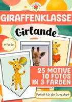 Vorschau - Mal- und Bastelvorlagen - Giraffenklasse - Girlande (Schulstart) - Deckblatt