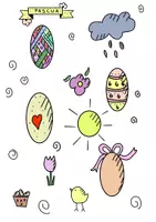 Vorschau - selbst erstellte Cliparts/Grafiken - Sketchnotes Pascua-Ostern- Motiven zum gestalten - Seite 1