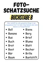 Vorschau - Arbeitsblätter - GRATIS Foto-Schatzsuche Buchstabe B - DaZ/DaF, Deutsch (Klassenspiel) - Seite 1