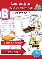 Vorschau - Spiele - Lesespur / Leserätsel Thema Buchstabe B - DaZ/DaF, Deutsch - Deckblatt