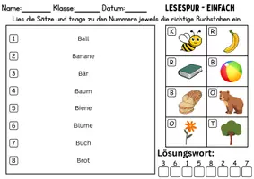 Vorschau - Spiele - Lesespur / Leserätsel Thema Buchstabe B - DaZ/DaF, Deutsch - Seite 1