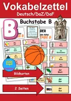 Vorschau - Mal- und Bastelvorlagen - Vokabelzettel/Bildkarten Thema Buchstabe B - DaZ/DaF, Deutsch (Wortschatz) - Deckblatt