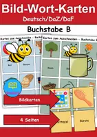 Vorschau - Mal- und Bastelvorlagen - Bild-Wort-Karten Thema Buchstabe B - DaZ/DaF, Deutsch (Wortschatz) - Deckblatt