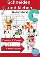 Vorschau - Mal- und Bastelvorlagen - Ausschneiden und kleben Buchstabe C - Wortschatz basteln Feinmotorik (Grundschule) - Deckblatt