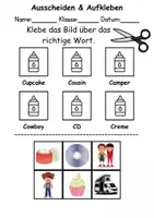 Vorschau - Mal- und Bastelvorlagen - Ausschneiden und kleben Buchstabe C - Wortschatz basteln Feinmotorik (Grundschule) - Seite 1