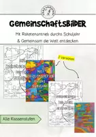 Vorschau - Mal- und Bastelvorlagen - GEMEINSCHAFTSBILD Weltraum 2 Versionen - Deckblatt