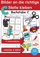 Vorschau - Lehrpläne/Lehrermaterial - Bilder an die richtige Stelle kleben Thema Buchstabe C - DaZ/DaF, Deutsch (Wortschatz) - Deckblatt