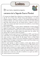 Vista previa - Hojas de trabajo - Comprensión lectora – comienzo de la Segunda Guerra Mundial + soluciones - página 1