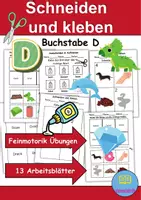 Vorschau - Mal- und Bastelvorlagen - Ausschneiden und kleben Buchstabe D - Wortschatz basteln Feinmotorik (Grundschule) - Deckblatt