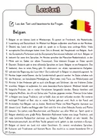 Vorschau - Arbeitsblätter - Leseverständnis - Belgien + Lösungen - Seite 1