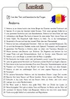 Vorschau - Arbeitsblätter - Leseverständnis - Andorra + Lösungen - Seite 1