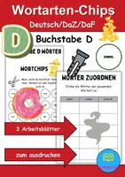 Vorschau - Mal- und Bastelvorlagen - Wortarten Chips Buchstabe D - DaZ/DaF, Deutsch (Nomen, Verben, Adjektive) - Deckblatt