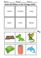 Vorschau - Arbeitsblätter - Bilder an die richtige Stelle kleben Thema Buchstabe D - DaZ/DaF, Deutsch (Wortschatz) - Seite 1