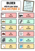 Vorschau - Arbeitsblätter - Vokabelzettel/Bildkarten Thema Buchstabe D - DaZ/DaF, Deutsch (Wortschatz) - Seite 2